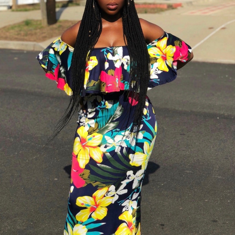 Floral Strapless Maxi Dress